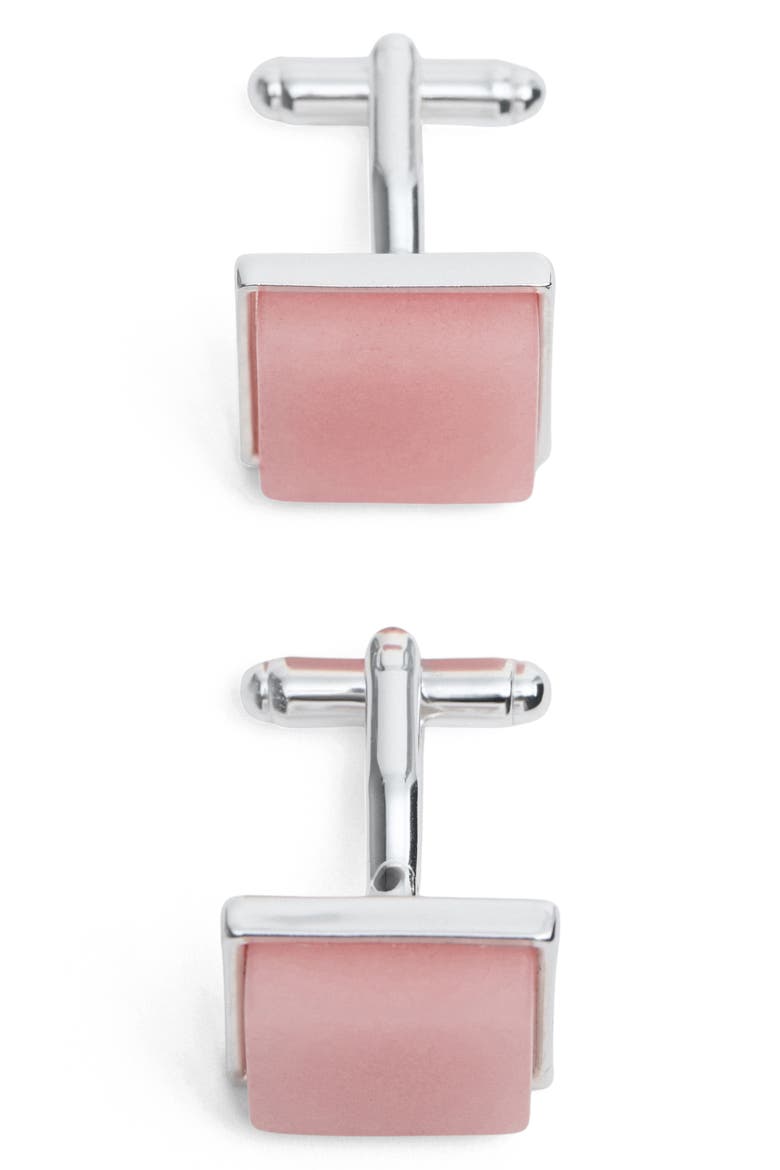 Semiprecious Stone Cuff Links, Alternate, color, SILVER