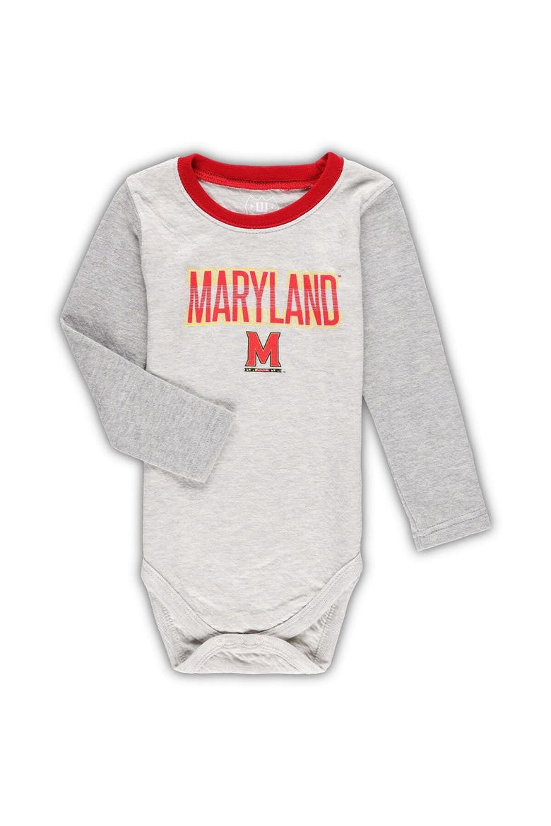 Infant Wes & Willy Heather Gray Maryland Terrapins Jie Jie Long Sleeve Bodysuit & Pants Set, Alternate, color, Heather Gray