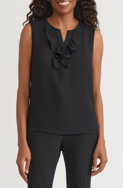Ruffle Front Sleeveless Top (Regular & Petite)