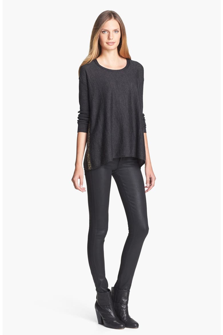'Rocket' Skinny Leatherette Jeans, Alternate, color, BLACK