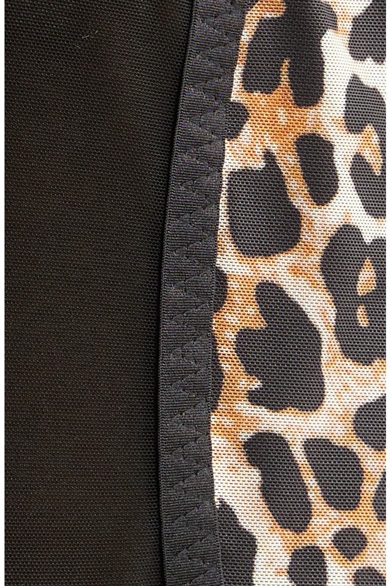 Leopard Print Mesh Bodysuit, Alternate, color, BROWN
