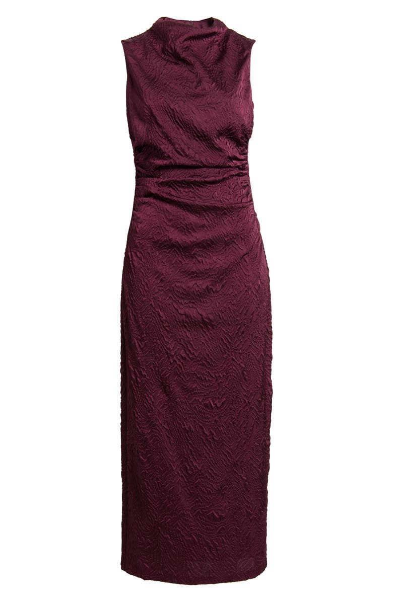 Vince Camuto Leaf Jacquard Cowl Neck Sheath Dress, Alternate, color, Burgundy