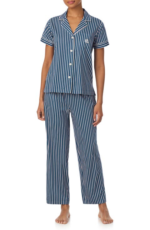 Print Cotton Blend Ankle Length Pajamas