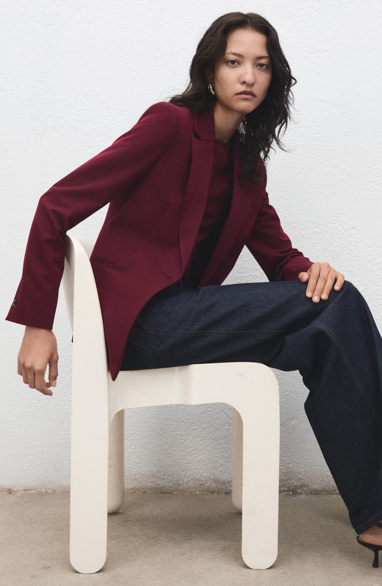 MANGO Fitted Suit Jacket, Alternate, color, Wine