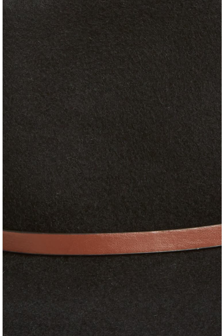 Faux Leather Trim Wool Felt Panama Hat, Alternate, color, BLACK