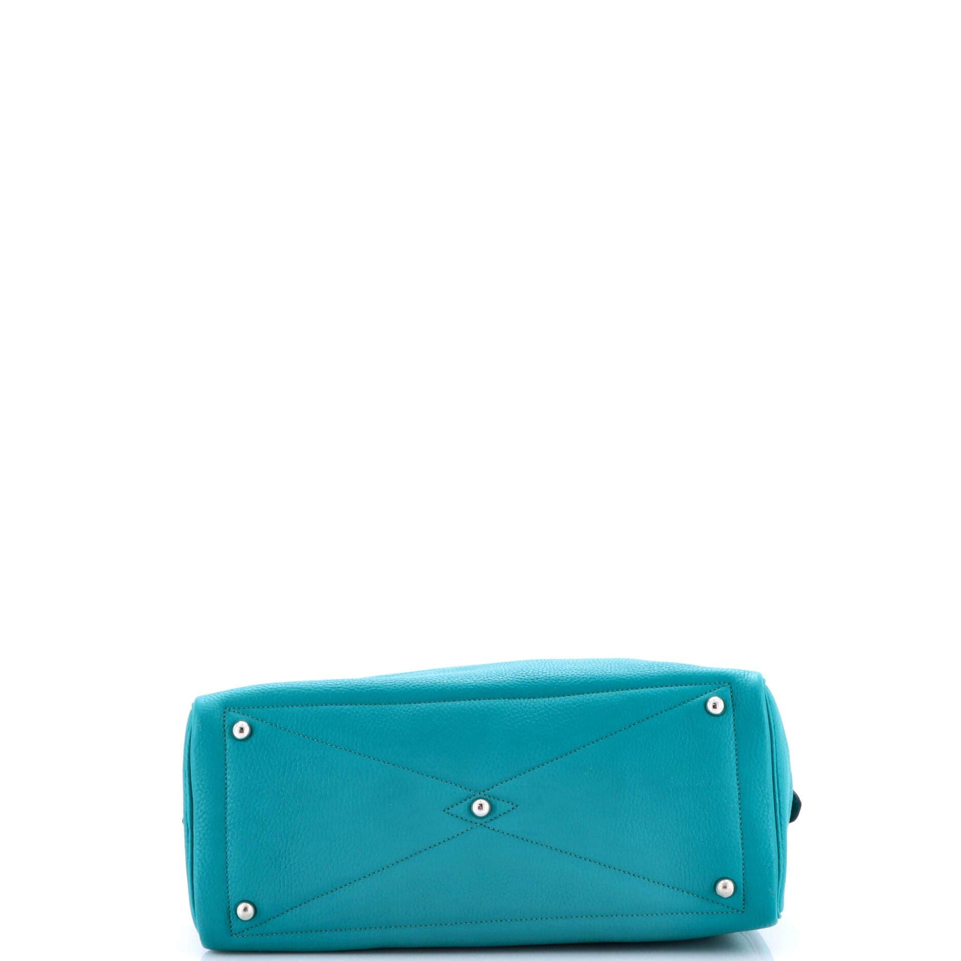 Pre-Owned Hermes Victoria II Bag Clemence 35, Alternate, color, Bleu Paon