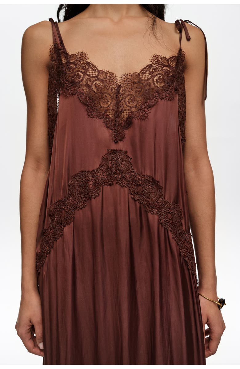 Bimba y Lola Lace Fluid Dress, Alternate, color, Brown