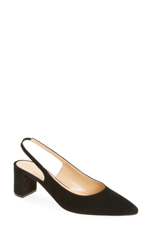Ann Mashburn Block Heel Slingback Pump In Black Suede