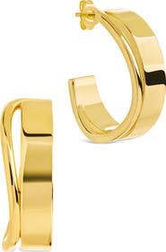 Sterling Forever Katia Wave Hoop Earrings