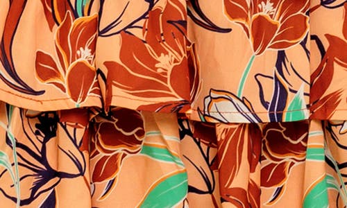 Flying Tomato Floral Long Sleeve Minidress In Brown
