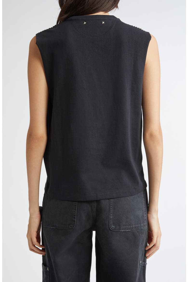 Journey Embellished Cotton Tank, Alternate, color, BLACK