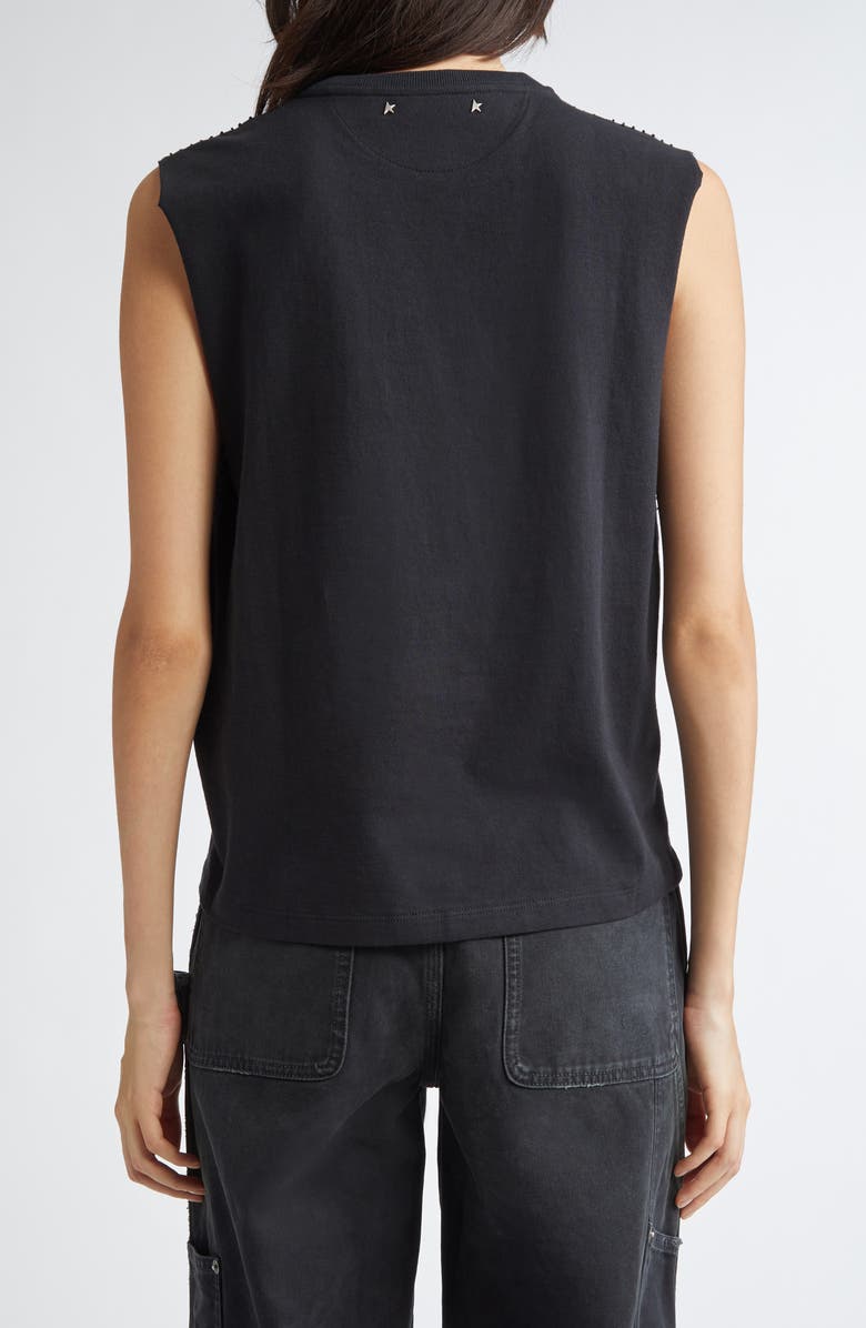 Golden Goose Journey Embellished Cotton Tank, Alternate, color, Black
