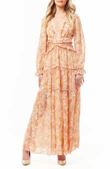 France Long Sleeve Chiffon Maxi Dress