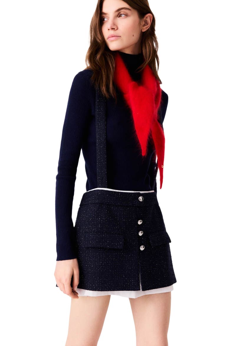 Contrast tweed shorts, Alternate, color, Navy