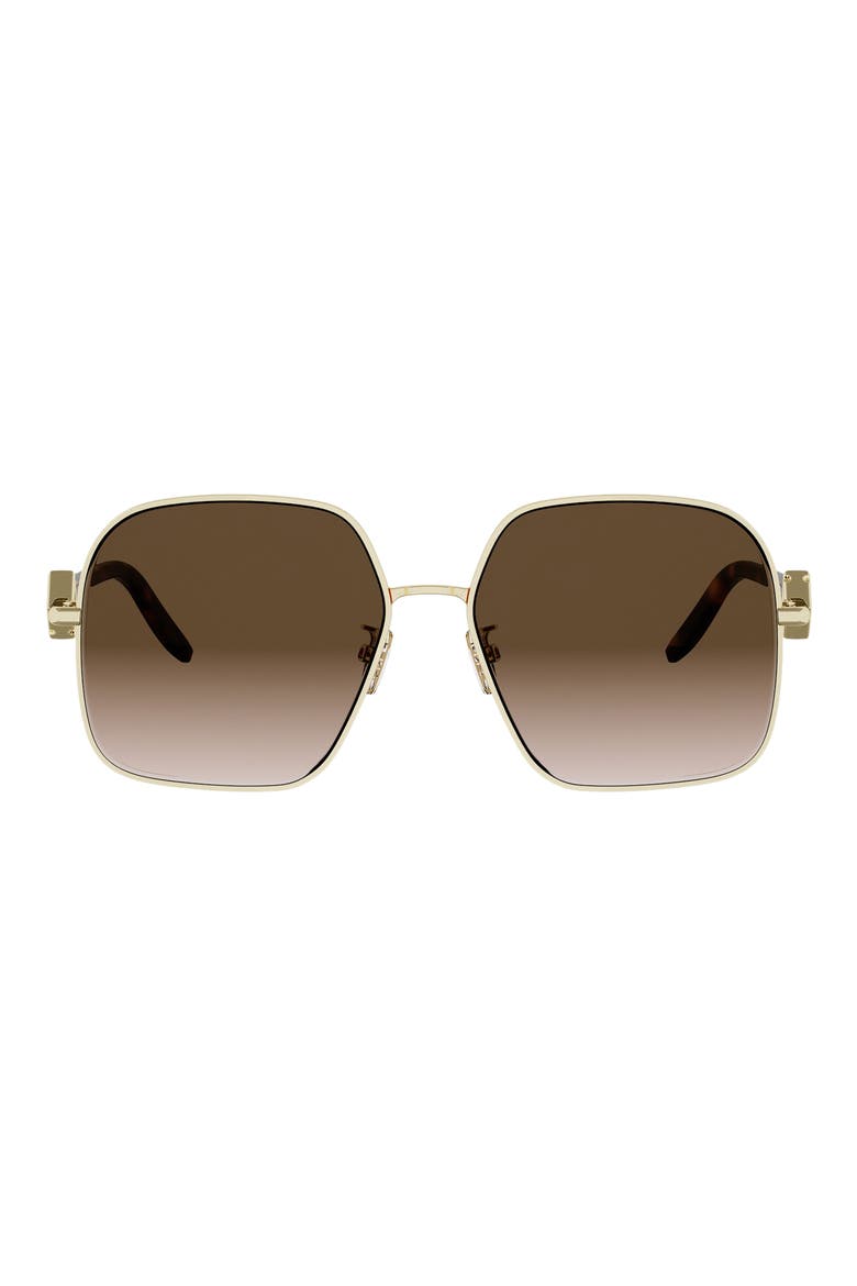 FF Diamonds 58mm Gradient Square Sunglasses, Main, color, SHINY ENDURA GOLD / BROWN