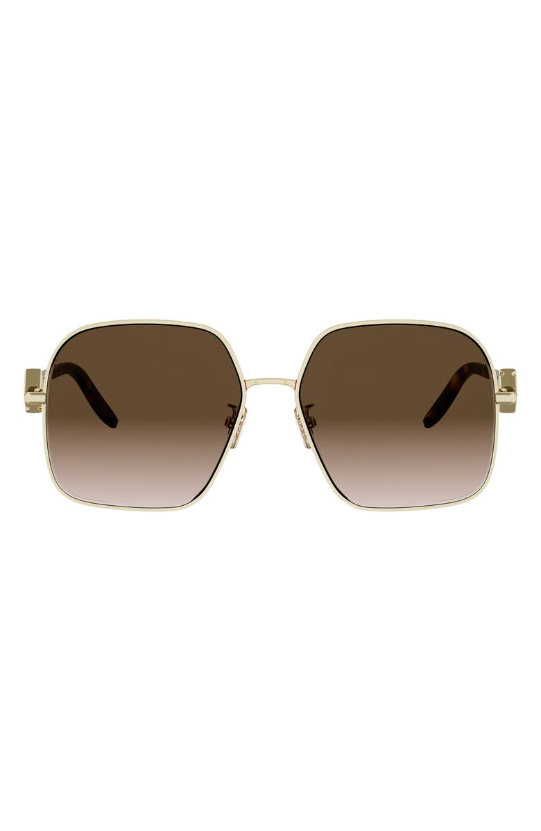 Fendi FF Diamonds 58mm Gradient Square Sunglasses, Main, color, Shiny Endura Gold / Brown