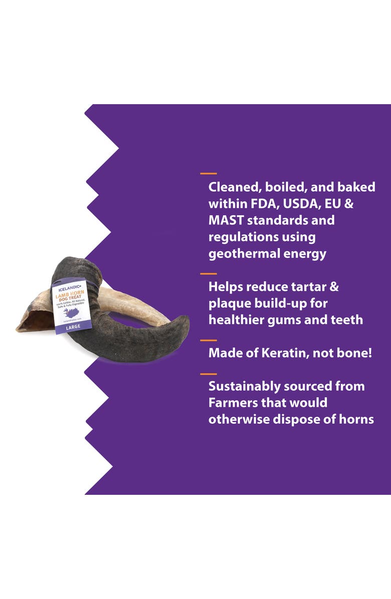 ICELANDIC+ Large Lamb Horn Dog Chew, Alternate, color, Multicolored