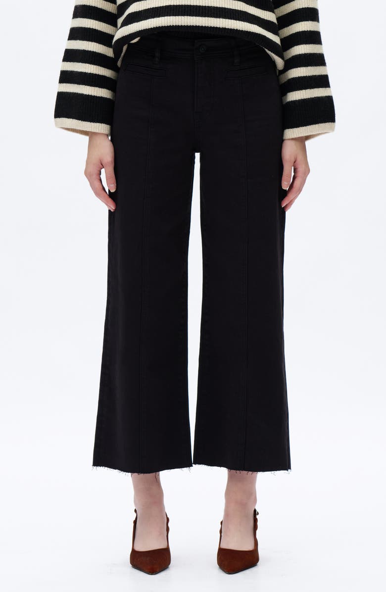 Bayeas Seamed High Waist Raw Hem Crop Wide Leg Jeans, Main, color, Black