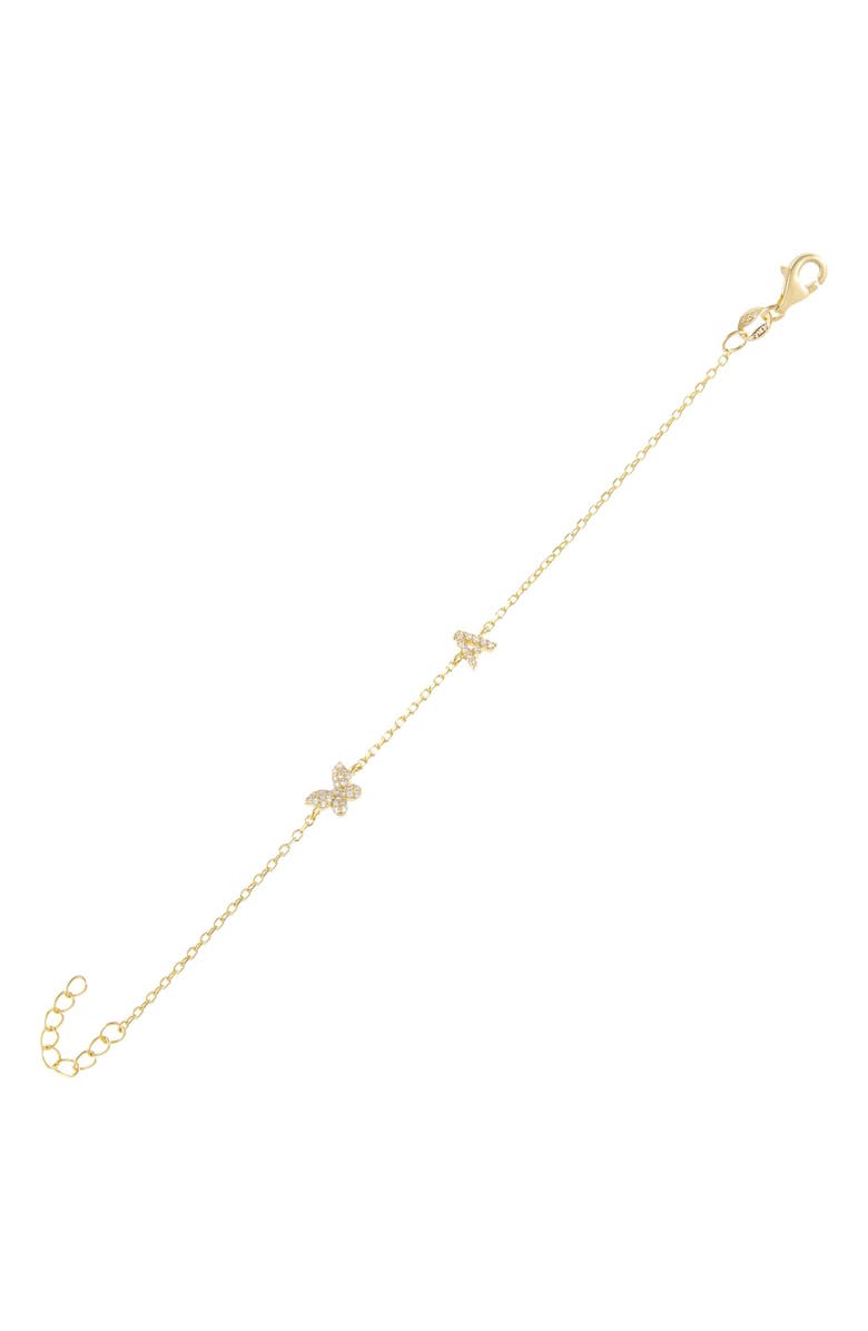 BY ADINA EDEN Pavé Butterfly Initial Bracelet, Main, color, Gold - J