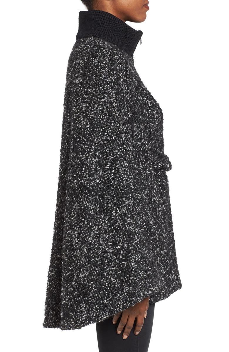 Laundry by Shelli Segal Tweed Bouclé Belted Cape, Alternate, color, 