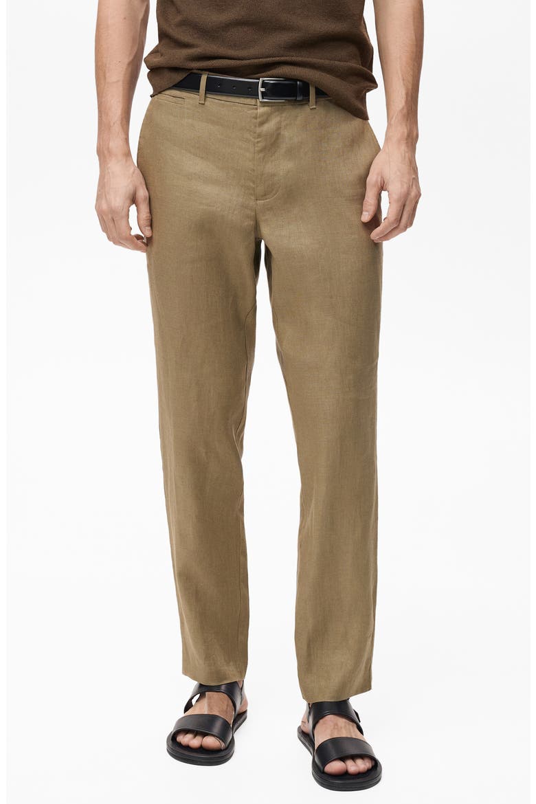 Slim Fit Linen Pants, Main, color, KHAKI