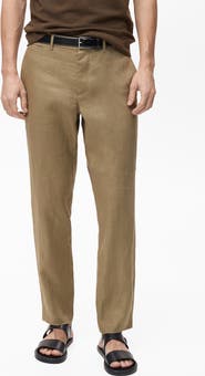 MANGO Slim Fit Linen Pants