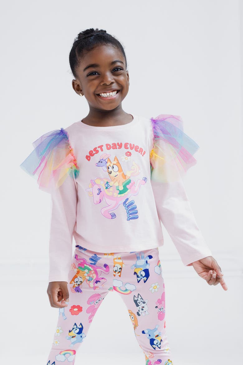 Tee and Tulle Leggings Set, Alternate, color, Pink Bingo