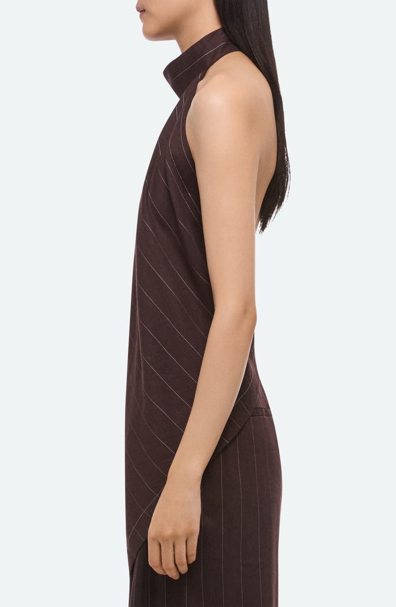 Helmut Lang Pinstripe Linen Blend Scarf Halter Top, Alternate, color, Brown Multi