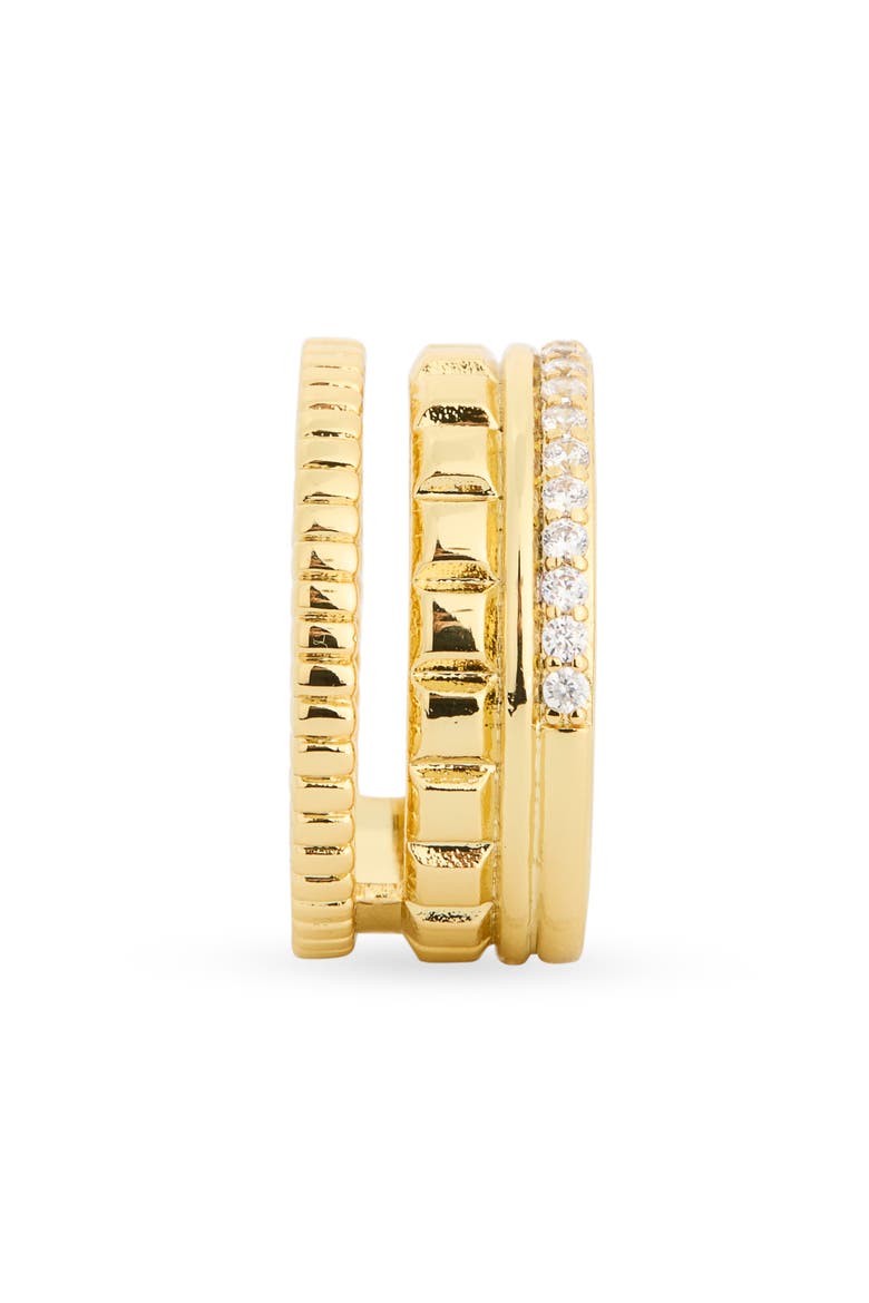 Pavè Textured Faux Stack Ring, Alternate, color, CLEAR / GOLD