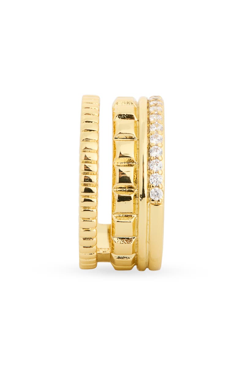Covet Pavè Textured Faux Stack Ring, Alternate, color, Clear / Gold