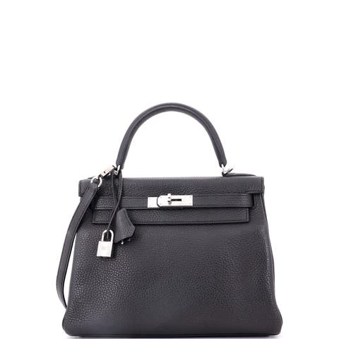 Kelly Handbag Grey Clemence with Palladium Hardware 28