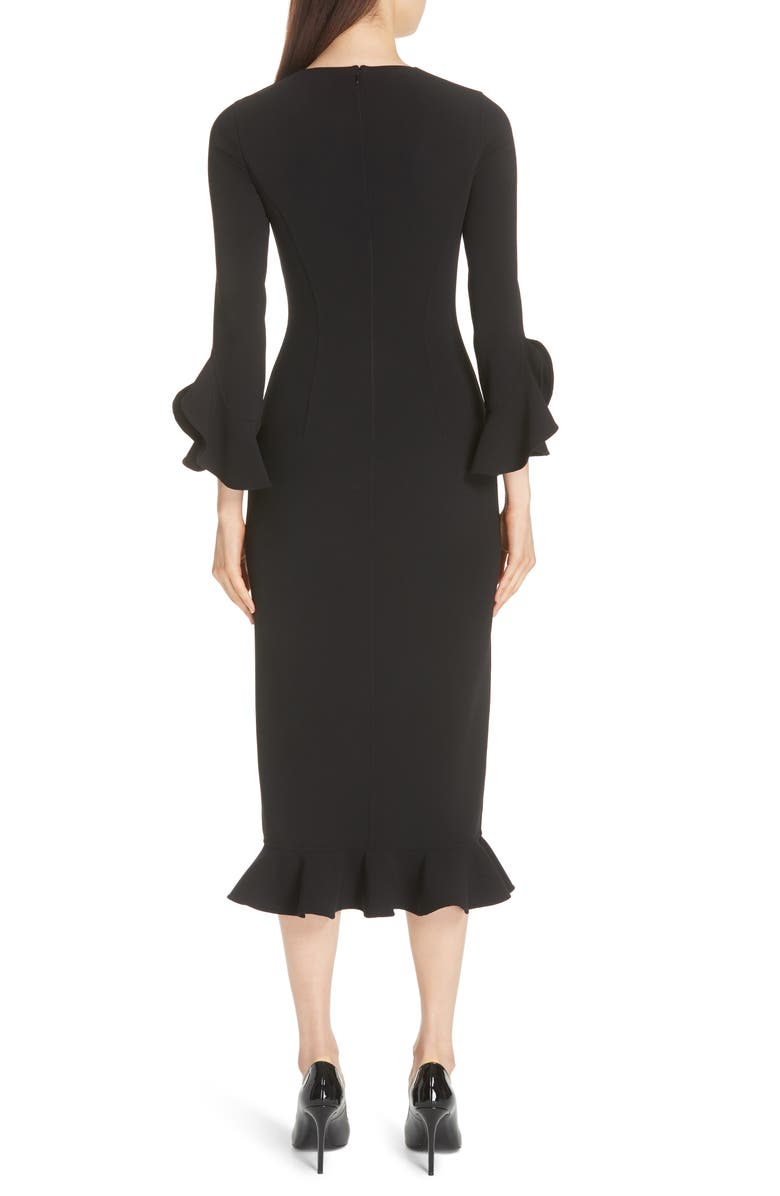 Michael Kors Rumba Ruffle Trim Stretch Wool Dress, Alternate, color,