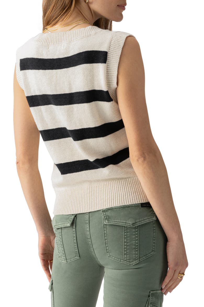 Stripe Sleeveless Cotton Sweater, Alternate, color, ECO NATURAL/ BLACK STRIPE