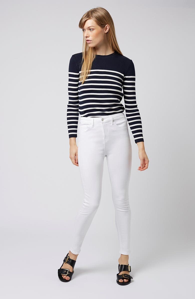 Topshop Jamie High Waist Skinny Jeans, Alternate, color, White
