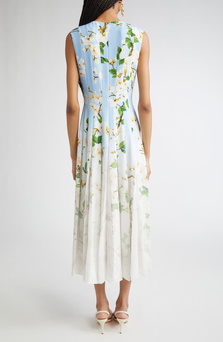 Oscar de la Renta Cherry Blossom Dégradé Sleeveless Cady & Chiffon Dress, Alternate, color, 