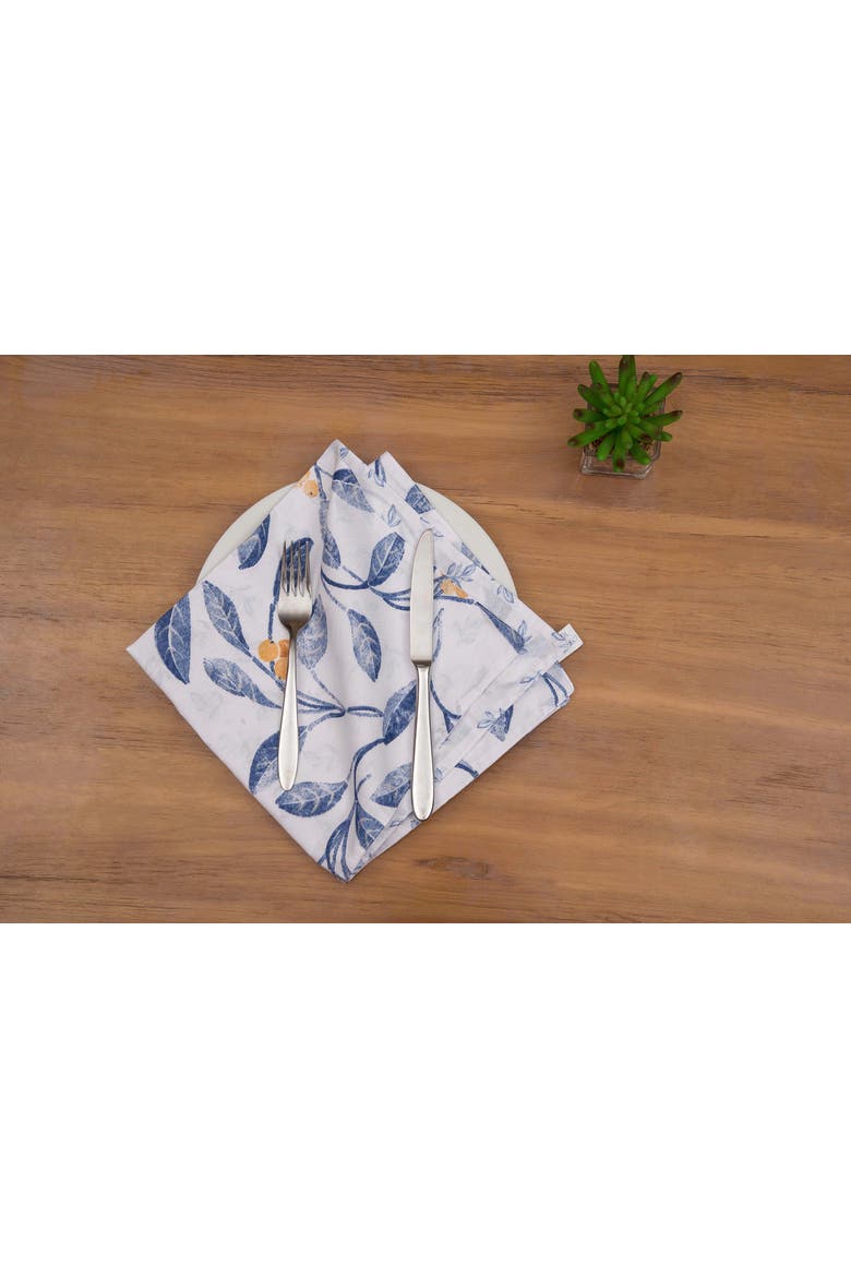 Laurelwood Leaf Botanical Vines Set of 6 Cloth Napkins, Alternate, color, Blue