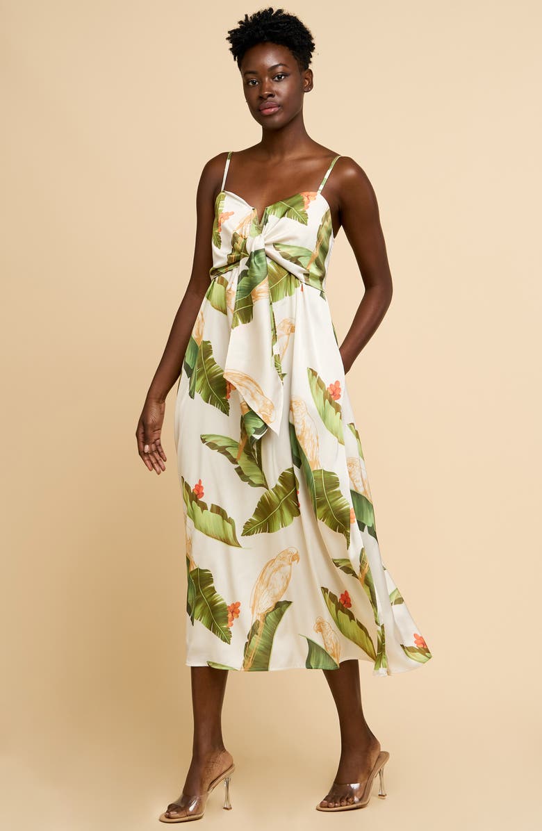 CIEBON Katella Satin Midi Sundress, Alternate, color, Cream Multi