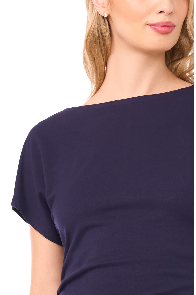 Shirred Dolman Short Sleeve Ponte Top, Alternate, color, CLASSIC NAVY