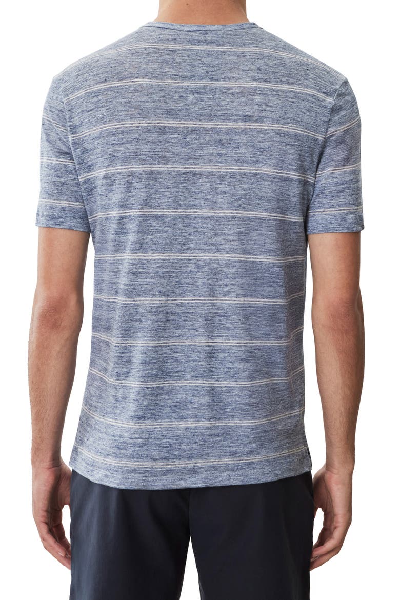 Folsom Short Sleeve Stripe Linen Blend T-Shirt, Alternate, color, BLUE