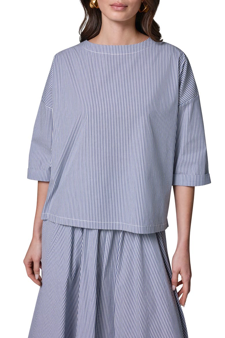 Stripe Stretch Cotton Top, Main, color, NIGHT FALL