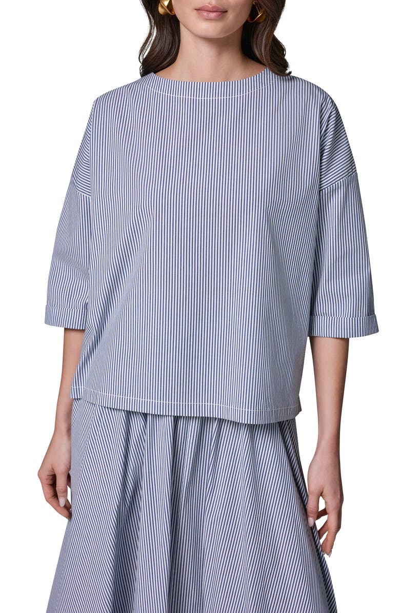 Donna Karan New York Stripe Stretch Cotton Top, Main, color,