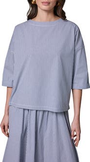 Donna Karan New York Stripe Stretch Cotton Top