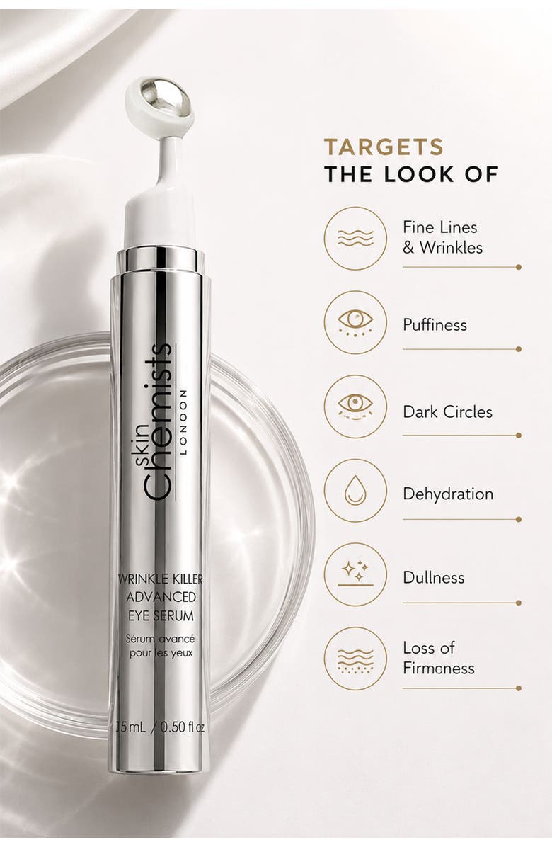 SKINCHEMISTS Wrinkle Killer Anti-Ageing Eye Treatment 15ml for Loss of Firmness, Fine Lines & Wrinkles, Alternate, color, White