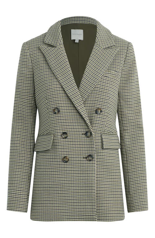 Favorite Daughter The Phoebe Houndstooth Double Breasted Blazer In Green