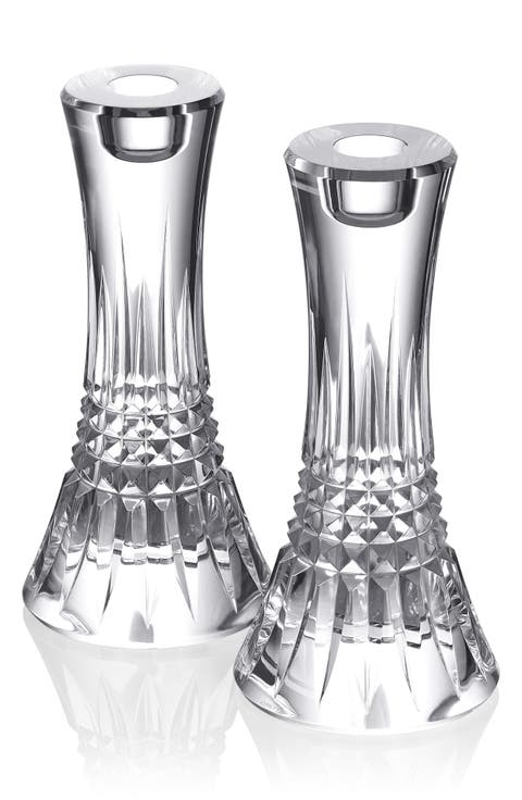 Lismore Diamond Set of 2 7-Inch Crystal Candlesticks