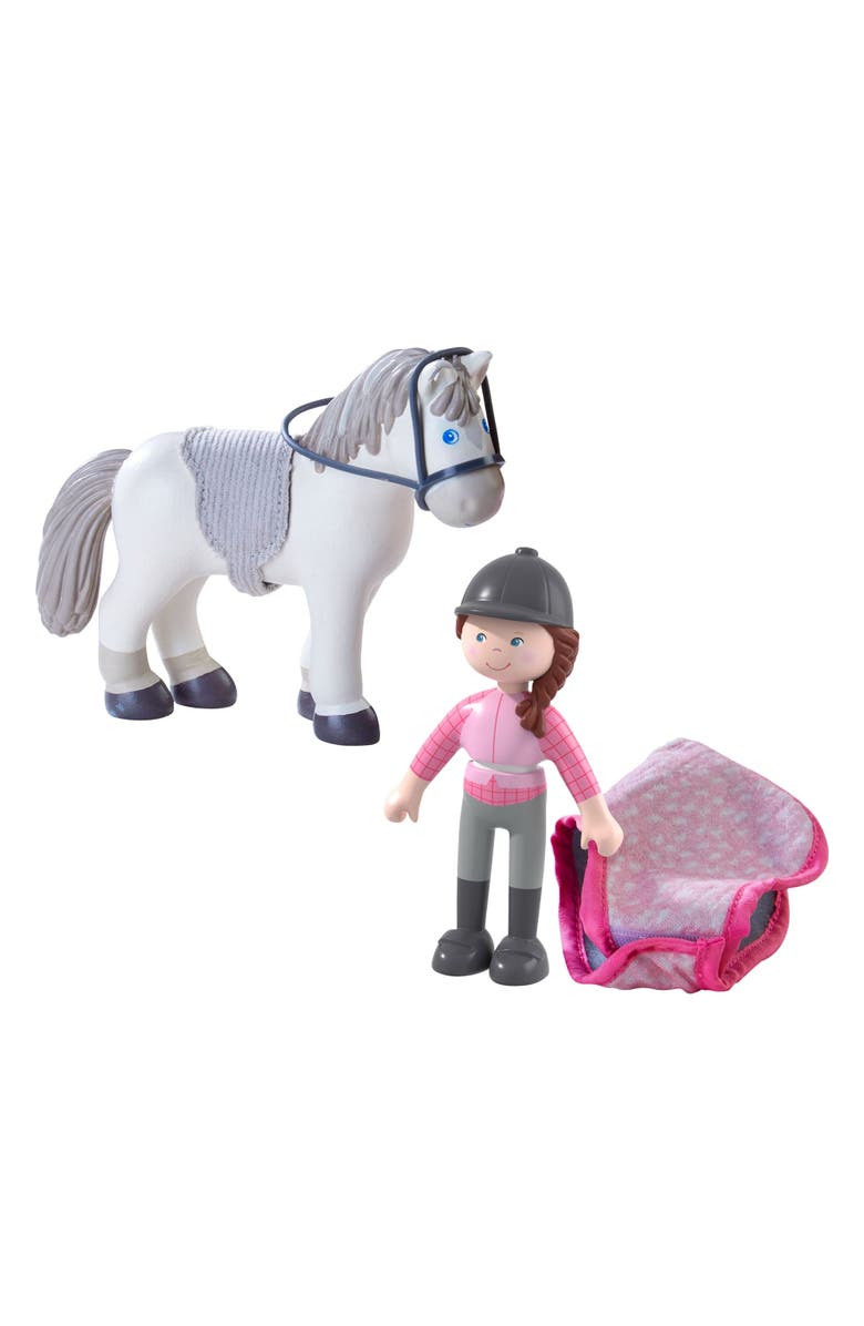 HABA Little Friends Horse Riding Play set - Rider Sanya, Mare Saphira and Accessories, Alternate, color, Multi