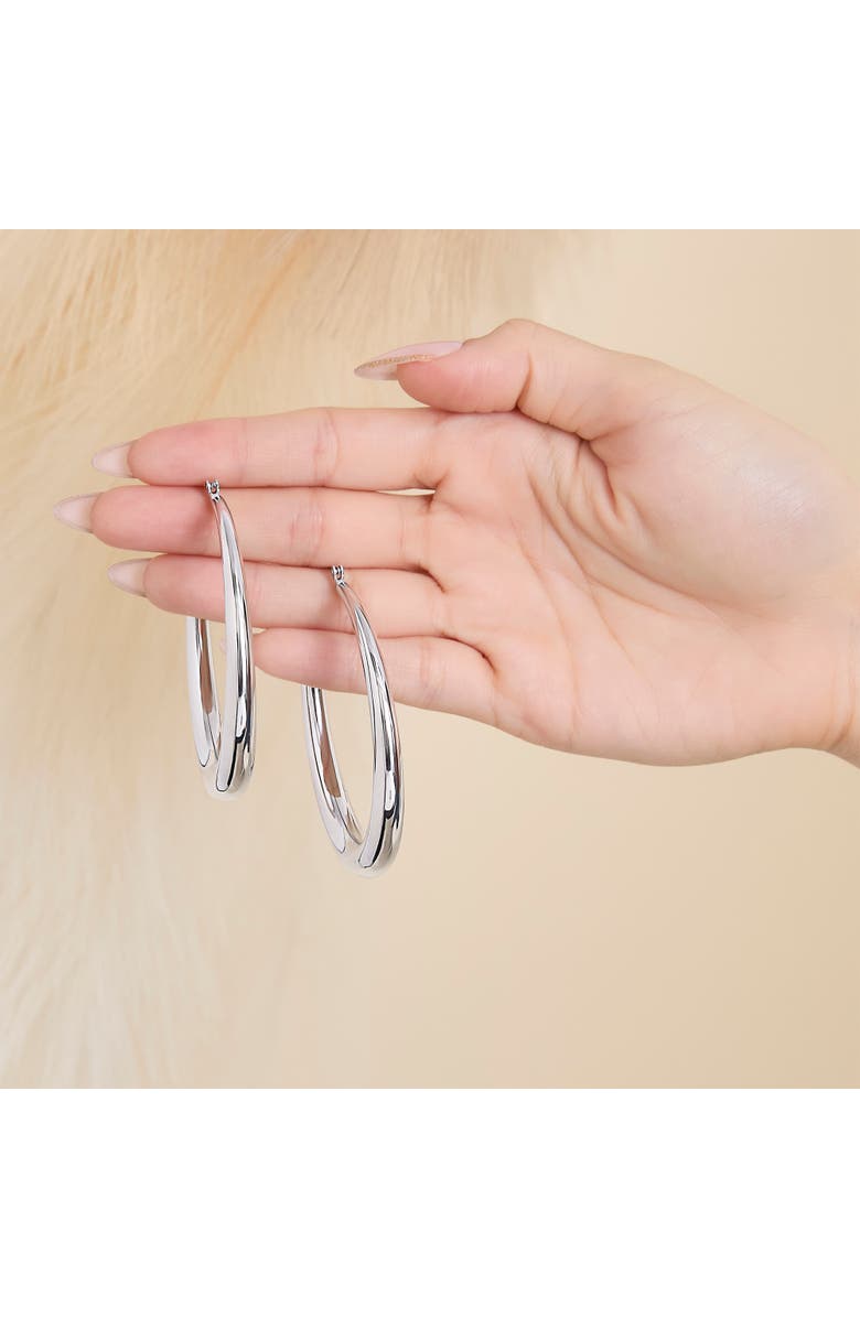 Jessica Simpson High Shine Silver Hoop Earrings, Alternate, color, 