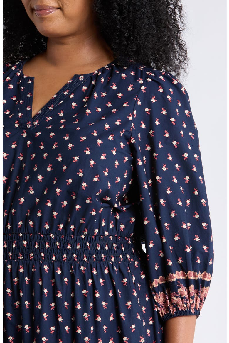Floral Cotton Maxi Dress, Alternate, color, NAVY ROSE MIXED
