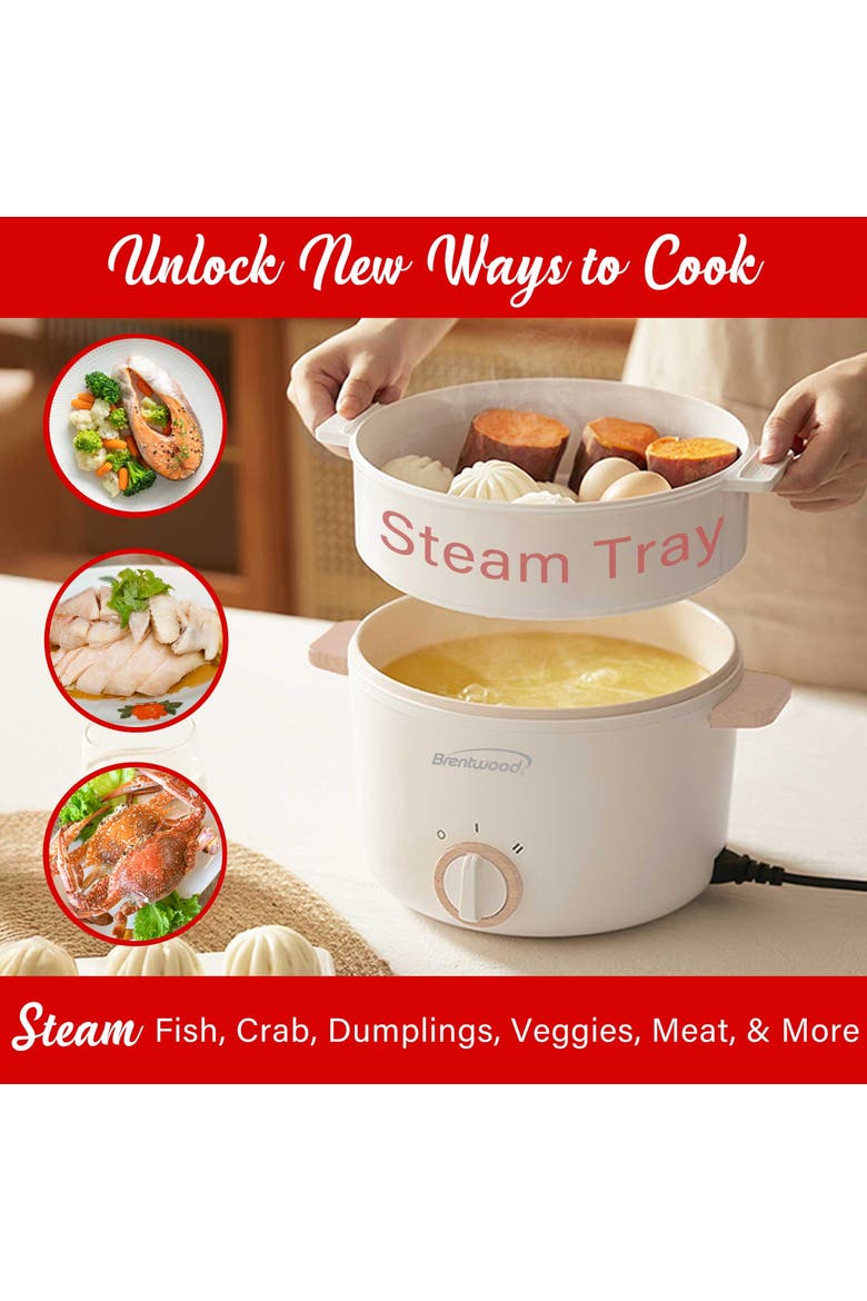 3 Liter Multi-Function Electric Hot Pot Cooker in White, Alternate, color, White