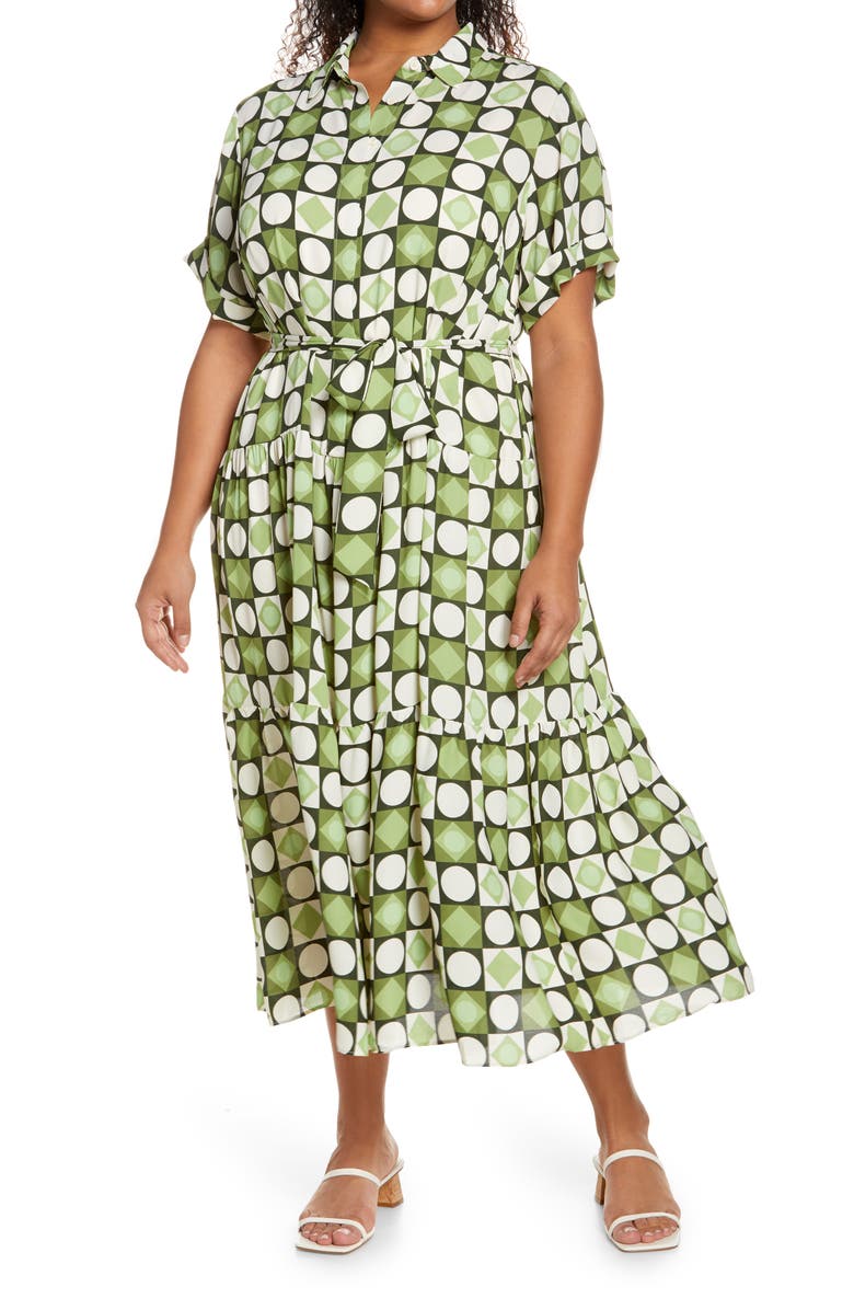 Maggy London Tiered Shirtdress, Main, color, 